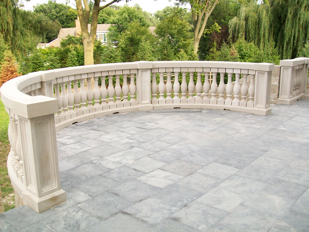 Indiana limestone balusters on residential balcony, Tulip Precast